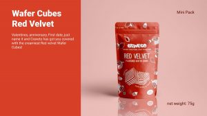 RED VELVET FLAVOURED WAFTER BISCUIT CUBES